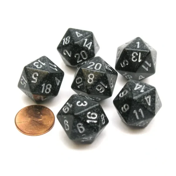 Speckled 20 Sided D20 Chessex Dice, 6 Pieces - Ninja - Your Source for Gaming Essentials Online