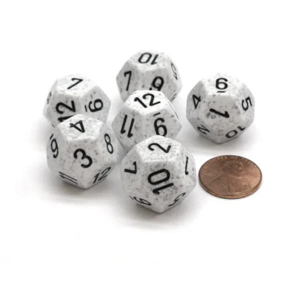 Speckled 18mm 12 Sided D12 Chessex Dice, 6 Pieces - Arctic Camo - Your Source for Gaming Essentials Flash Sale