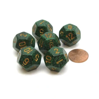 Speckled 18mm 12 Sided D12 Chessex Dice, 6 Pieces - Golden Recon - Your Source for Gaming Essentials Outlet