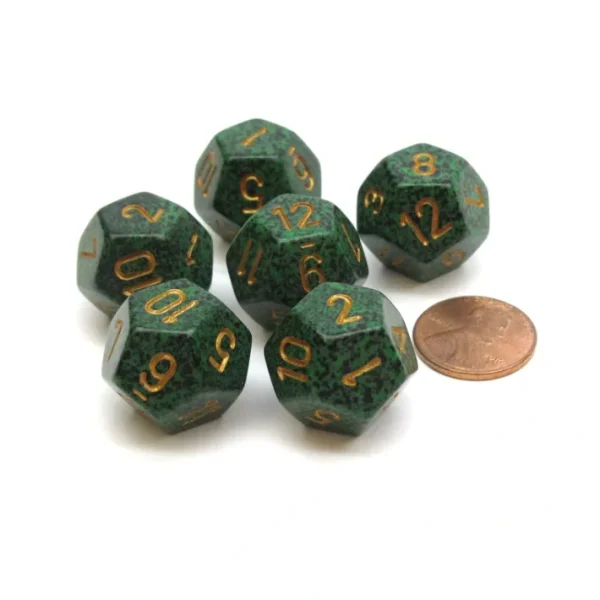 Speckled 18mm 12 Sided D12 Chessex Dice, 6 Pieces - Golden Recon - Your Source for Gaming Essentials Outlet