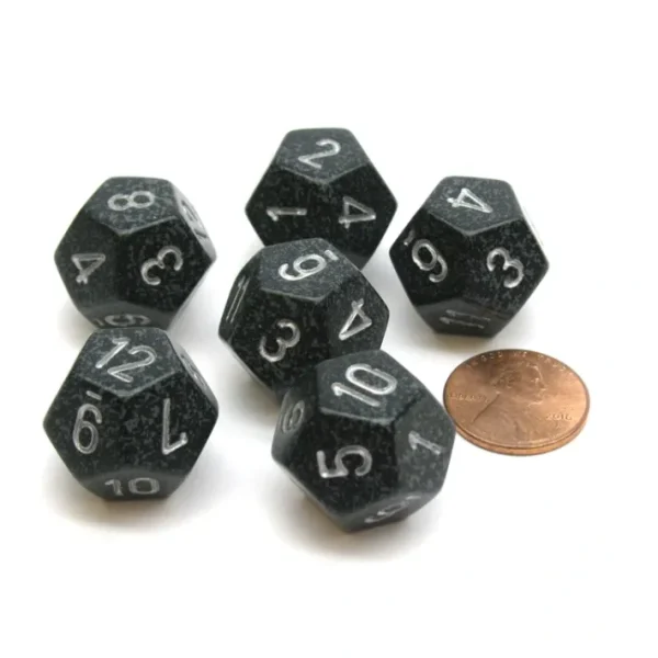 Speckled 18mm 12 Sided D12 Chessex Dice, 6 Pieces - Ninja - Your Source for Gaming Essentials Outlet