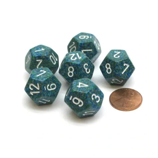 Speckled 18mm 12 Sided D12 Chessex Dice, 6 Pieces - Sea - Your Source for Gaming Essentials Hot