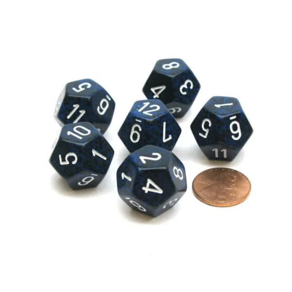 Speckled 18mm 12 Sided D12 Chessex Dice, 6 Pieces - Stealth - Your Source for Gaming Essentials Flash Sale