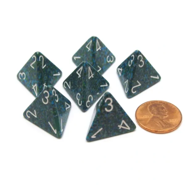 Speckled 18mm 4 Sided D4 Chessex Dice, 6 Pieces - Sea - Your Source for Gaming Essentials New