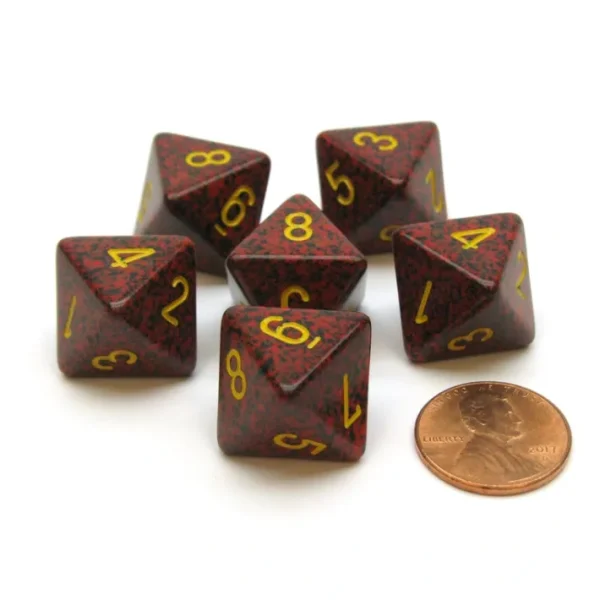 Speckled 15mm 8 Sided D8 Chessex Dice, 6 Pieces - Mercury - Your Source for Gaming Essentials Hot