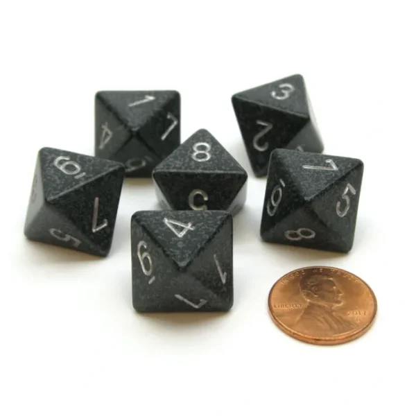 Speckled 15mm 8 Sided D8 Chessex Dice, 6 Pieces - Ninja - Your Source for Gaming Essentials Fashion
