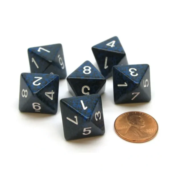 Speckled 15mm 8 Sided D8 Chessex Dice, 6 Pieces - Stealth - Your Source for Gaming Essentials Fashion