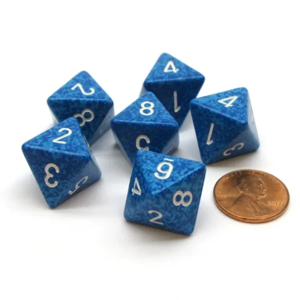 Speckled 15mm 8 Sided D8 Chessex Dice, 6 Pieces - Water - Your Source for Gaming Essentials Shop