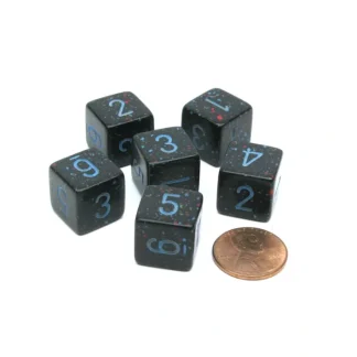 Speckled 15mm 6 Sided D6 Polyhedral Chessex Dice, 6 Pieces - Blue Stars - Your Source for Gaming Essentials Sale