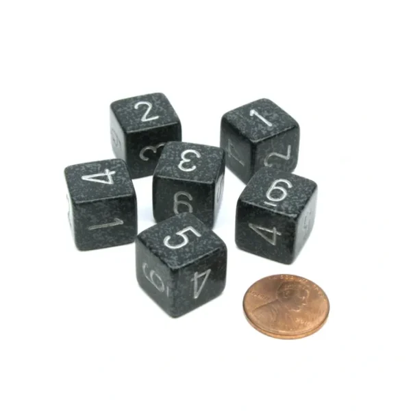 Speckled 15mm 6 Sided D6 Polyhedral Chessex Dice, 6 Pieces - Ninja - Your Source for Gaming Essentials Discount