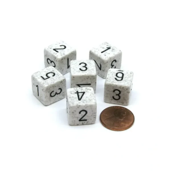 Speckled 15mm 6 Sided D6 Polyhedral Chessex Dice, 6 Pieces - Arctic Camo - Your Source for Gaming Essentials Shop