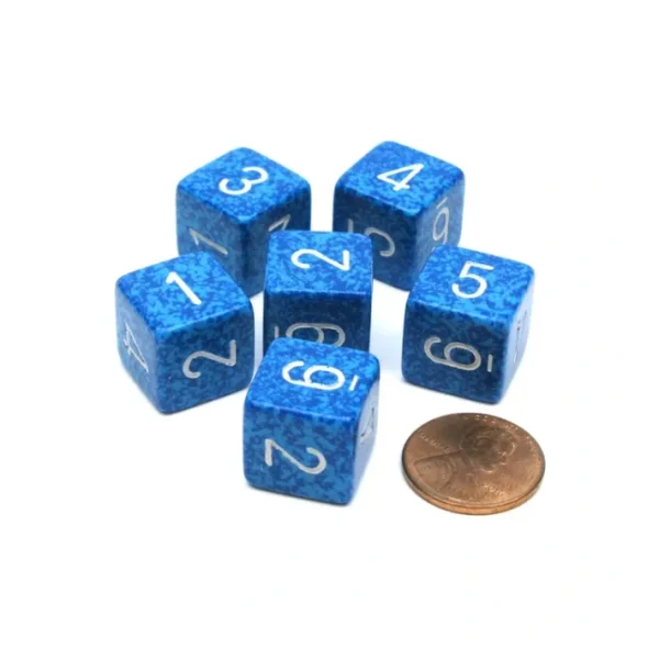 Speckled 15mm 6 Sided D6 Polyhedral Chessex Dice, 6 Pieces - Water - Your Source for Gaming Essentials Online