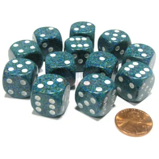 Speckled 16mm D6 Chessex Dice Block (12 Dice) - Sea - Your Source for Gaming Essentials New