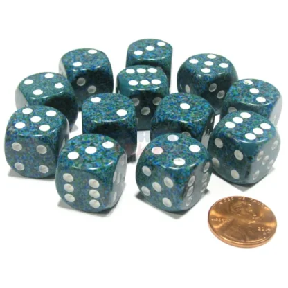 Speckled 16mm D6 Chessex Dice Block (12 Dice) - Sea - Your Source for Gaming Essentials New
