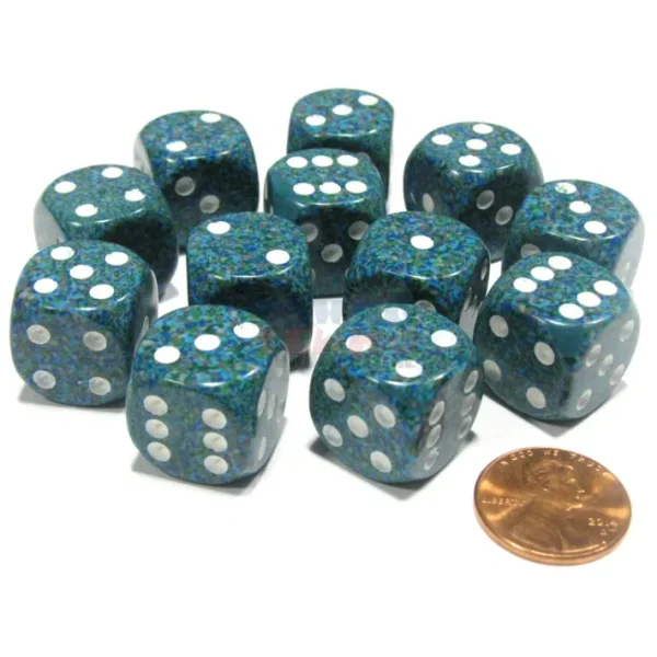 Speckled 16mm D6 Chessex Dice Block (12 Dice) - Sea - Your Source for Gaming Essentials New
