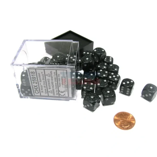 Speckled 12mm D6 Chessex Dice Block (36 Dice) - Ninja - Your Source for Gaming Essentials Clearance