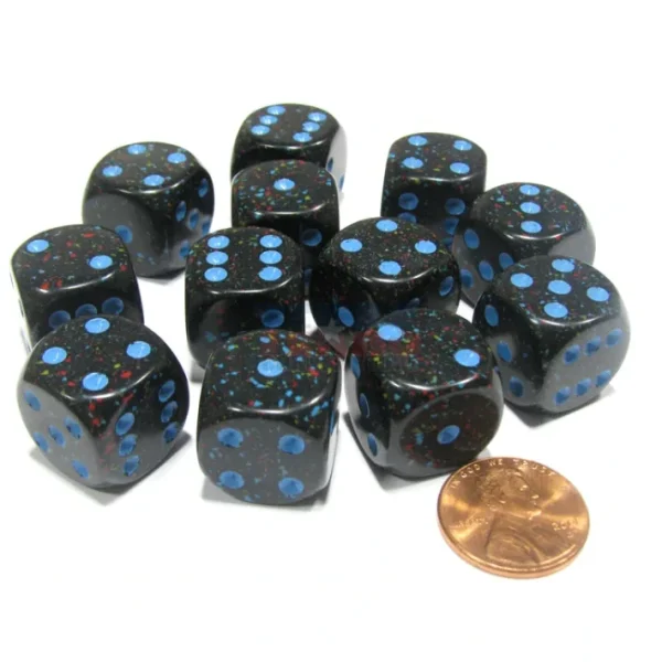 Speckled 16mm D6 Chessex Dice Block (12 Dice) - Blue Stars - Your Source for Gaming Essentials Store