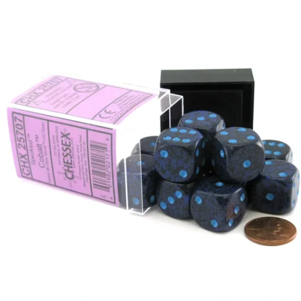 Speckled 16mm D6 Chessex Dice Block (12 Dice) - Cobalt - Your Source for Gaming Essentials Discount