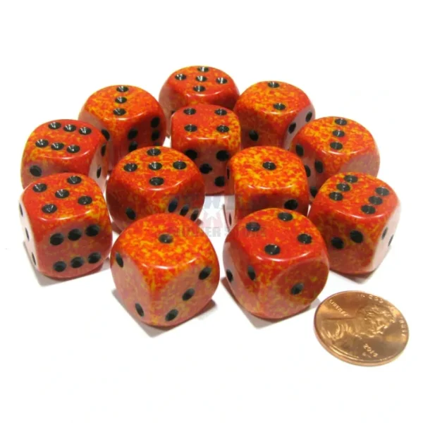 Speckled 16mm D6 Chessex Dice Block (12 Dice) - Fire - Your Source for Gaming Essentials Cheap