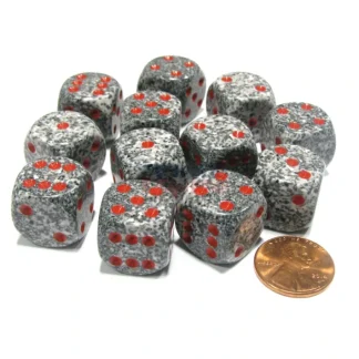 Speckled 16mm D6 Chessex Dice Block (12 Dice) - Granite - Your Source for Gaming Essentials Outlet