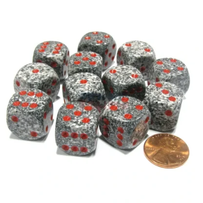 Speckled 16mm D6 Chessex Dice Block (12 Dice) - Granite - Your Source for Gaming Essentials Outlet