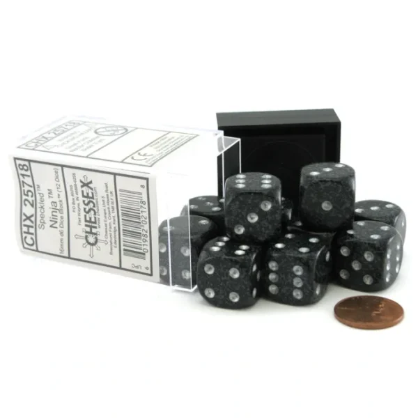 Speckled 16mm D6 Chessex Dice Block (12 Dice) - Ninja - Your Source for Gaming Essentials Shop