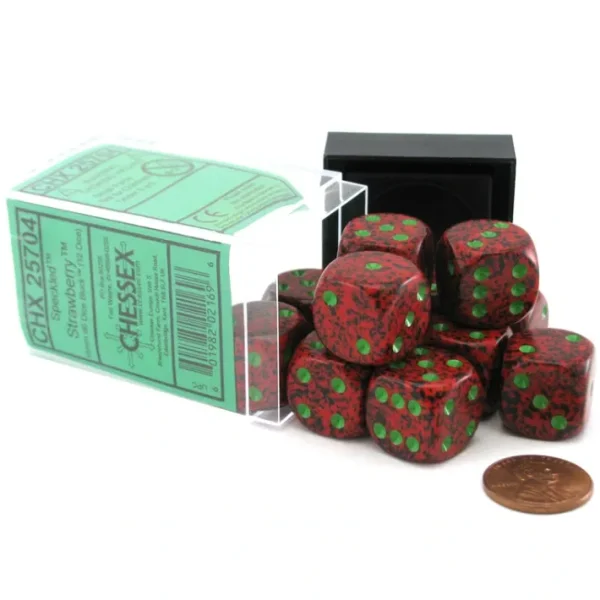 Speckled 16mm D6 Chessex Dice Block (12 Dice) - Strawberry - Your Source for Gaming Essentials Shop