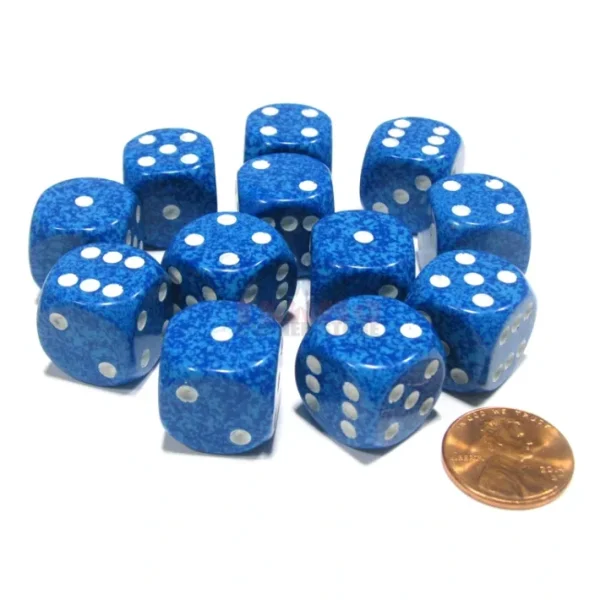 Speckled 16mm D6 Chessex Dice Block (12 Dice) - Water - Your Source for Gaming Essentials Clearance