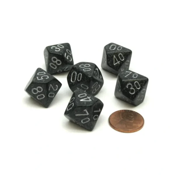 Speckled 16mm Tens D10 (00-90) Chessex Dice, 6 Pieces - Ninja - Your Source for Gaming Essentials Best
