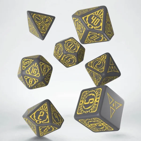 Starfinder Threefold Conspiracy 7-Die Polyhedral Dice Set - Gray with Yellow - Your Source for Gaming Essentials Best Sale