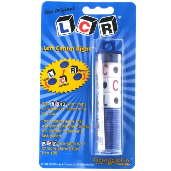 The Original LCR Left Center Right Dice Game In Tube Blister - Choose Your Color - Your Source for Gaming Essentials Online