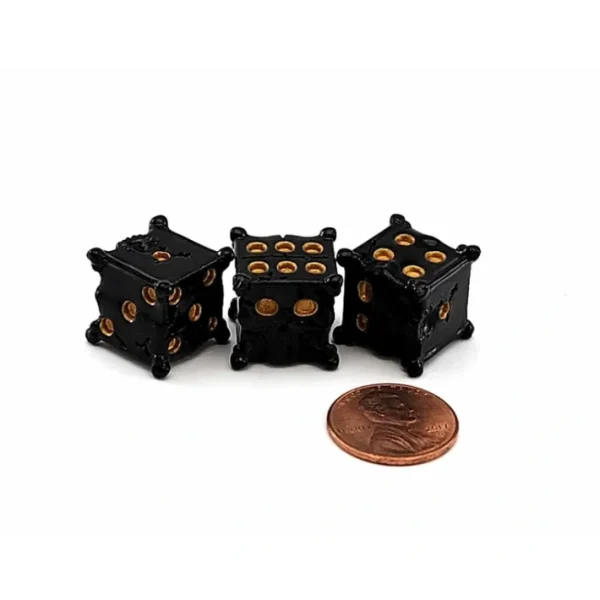 Tiny Epic Skull Shaped Dice, 3 Pieces - Novelty Dice, Black with Gold Pips - Your Source for Gaming Essentials New