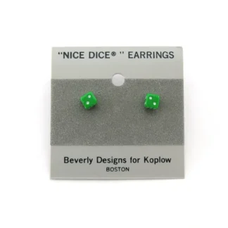 Tiny 5mm Post Stud Dice Earrings - Opaque Green with White Pips - Your Source for Gaming Essentials New