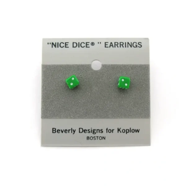 Tiny 5mm Post Stud Dice Earrings - Opaque Green with White Pips - Your Source for Gaming Essentials New