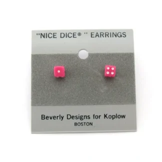 Tiny 5mm Post Stud Dice Earrings - Opaque Pink with White Pips - Your Source for Gaming Essentials Store