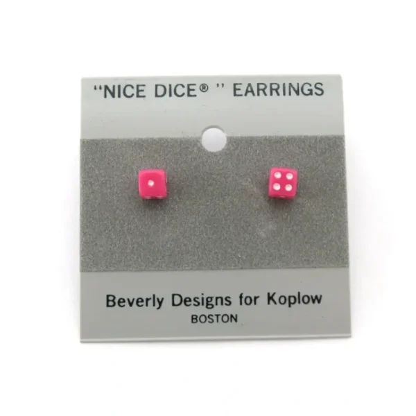 Tiny 5mm Post Stud Dice Earrings - Opaque Pink with White Pips - Your Source for Gaming Essentials Store