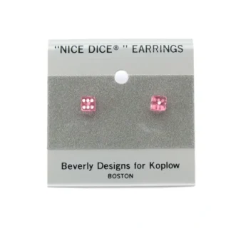 Tiny 5mm Post Stud Dice Earrings - Transparent Pink with White Pips - Your Source for Gaming Essentials Clearance