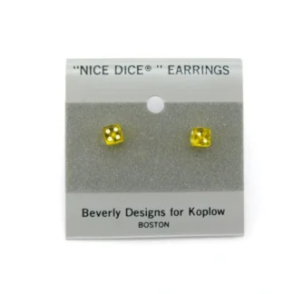 Tiny 5mm Post Stud Dice Earrings - Transparent Yellow with White Pips - Your Source for Gaming Essentials Shop