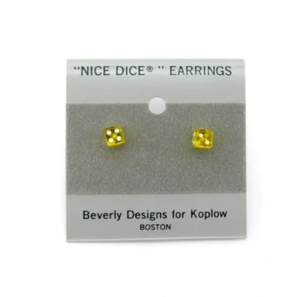 Tiny 5mm Post Stud Dice Earrings - Transparent Yellow with White Pips - Your Source for Gaming Essentials Shop