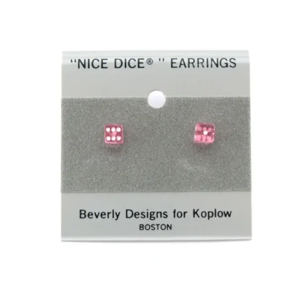 Tiny 5mm Post Stud Dice Earrings - Transparent Pink with White Pips - Your Source for Gaming Essentials Clearance