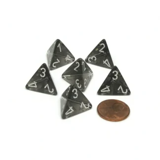 Translucent 18mm 4 Sided D4 Chessex Dice, 6 Pieces - Smoke with White Numbers - Your Source for Gaming Essentials Best Sale