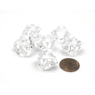 Translucent 16mm D10 (0-9) Chessex Dice, 6 Pieces - Clear with White Numbers - Your Source for Gaming Essentials Discount