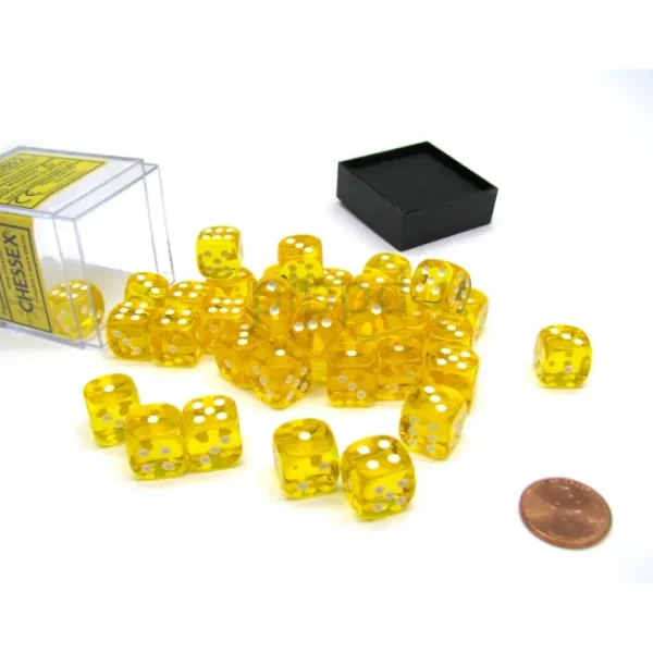 Translucent 12mm D6 Chessex Dice Block (36 Die) - Yellow with White Pips - Your Source for Gaming Essentials Hot