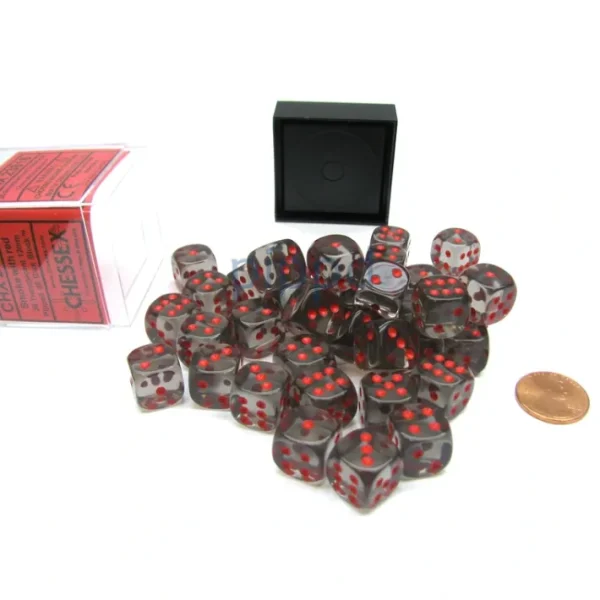 Translucent 12mm D6 Chessex Dice Block (36 Die) - Smoke with Red Pips - Your Source for Gaming Essentials Hot