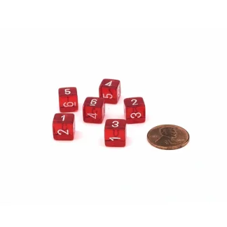 Translucent 9mm Mini 6 Sided D6 Dice, 6 Pieces - Red with White Numbers - Your Source for Gaming Essentials Best Sale