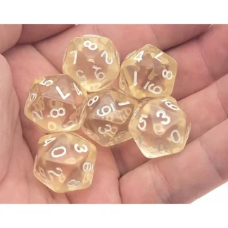 Translucent 18mm 20-Sided D10 Dice Numbered 0-9 Twice, 6 Pieces - Clear - Your Source for Gaming Essentials Fashion