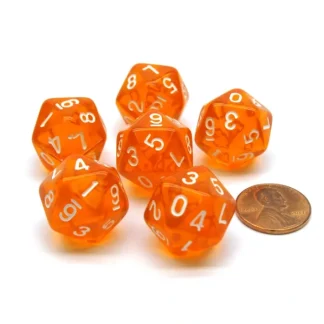 Translucent 18mm 20-Sided D10 Dice Numbered 0-9 Twice, 6 Pieces- Orange - Your Source for Gaming Essentials Fashion