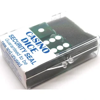 Transparent Precision Casino 3/4" Dice, 2 Pieces in Case - Green with White Pips - Your Source for Gaming Essentials Best Sale