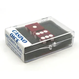 Transparent Precision Casino 3/4" Dice, 2 Pieces in Case - Red with White Pips - Your Source for Gaming Essentials Shop