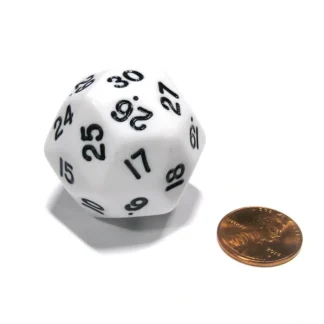 Triantakohedron D30 30 Sided 33mm Jumbo RPG Gaming Dice - White w Black Number - Your Source for Gaming Essentials Flash Sale
